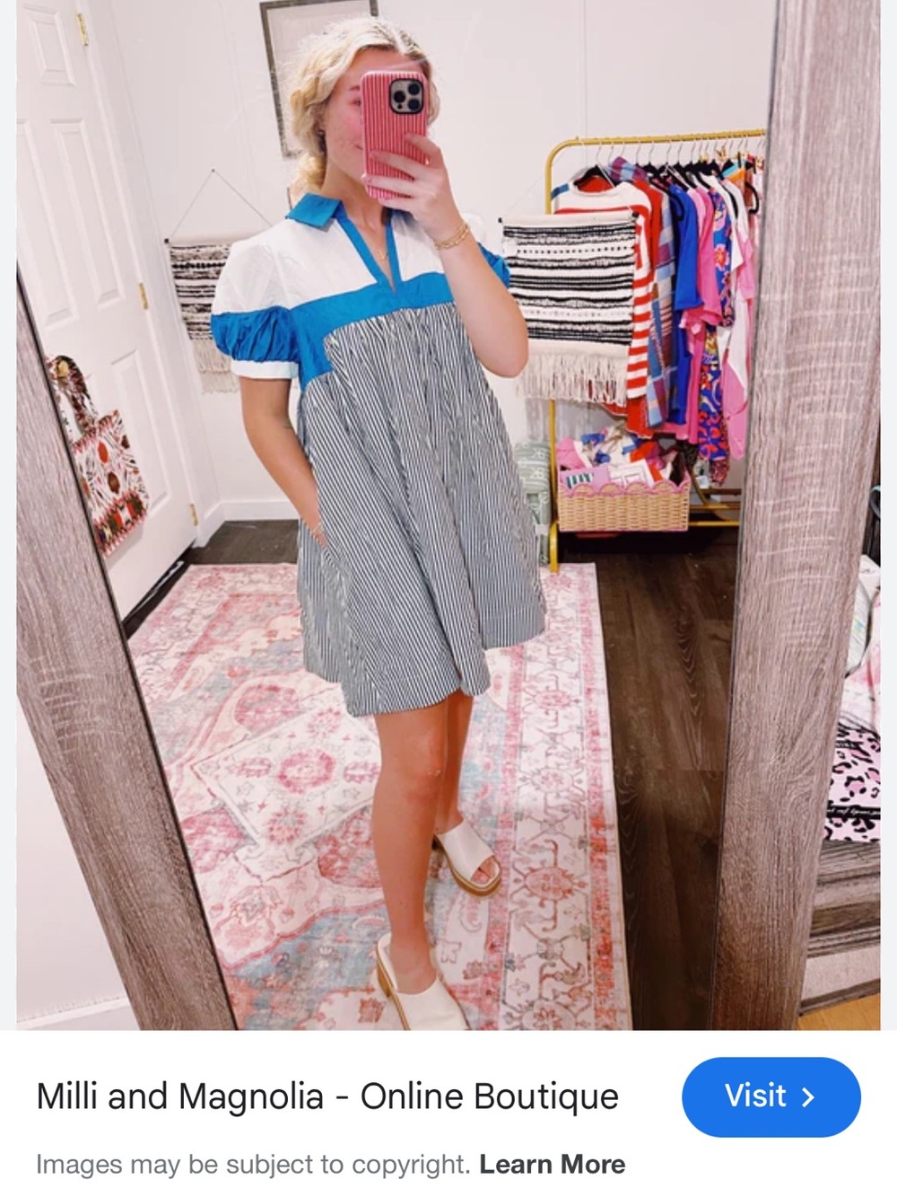 BUNDLE LOT Boutique Dresses - striped and solid SZ LARGE entro & shop mint (5) - Picture 9 of 11